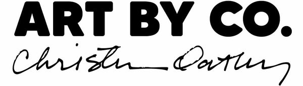 Art by CO. logo in bold black text with a handwritten signature below that reads 'Christen Oatley.